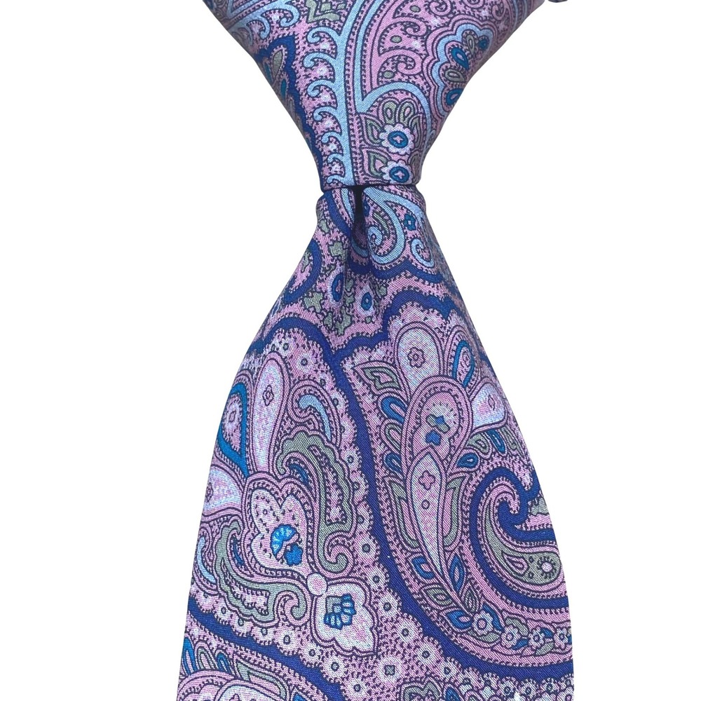 x'Andrini Silk Paisley Necktie Men Purple Italy Formal Business Preppy Skinny